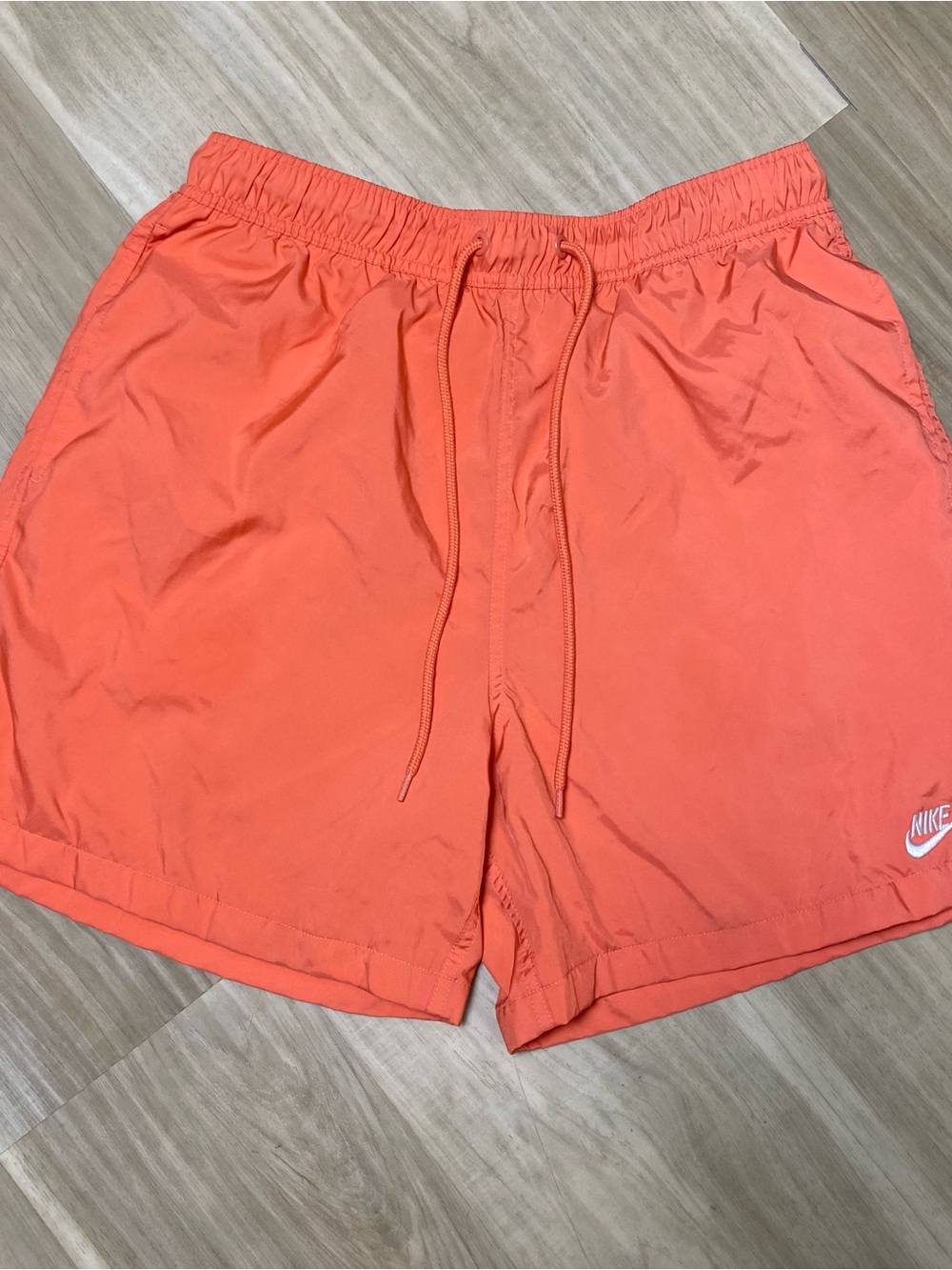 Nike Lined Shorts Mens Medium Orange Coral Mesh Lined Swim Trunks Sportswear